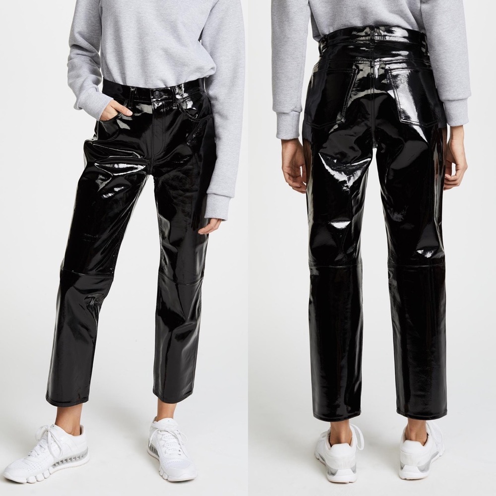 NEW Rag & Bone Black The Straight Patent Leather Pants Size 26